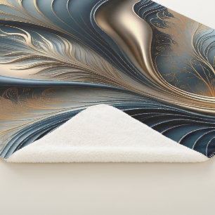 Cobertor Sherpa Emerald Whisper - Arte Teal e Dourada Abstrato