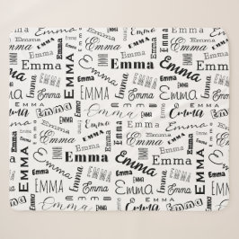 Cobertor Sherpa Emma Custom Name Black White