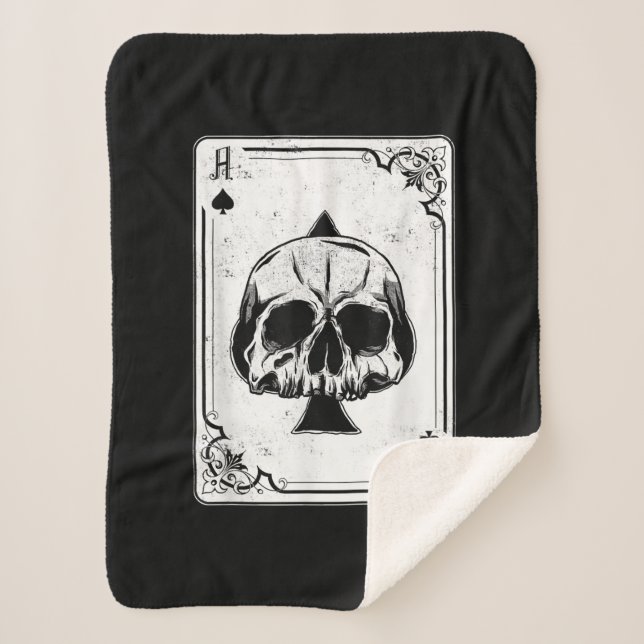 Cobertor Sherpa Emo Gothic e Punk Ace do jogo de pôquer do Spades (Frente)