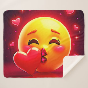 Cobertor Sherpa Emoji de Beijo: Arte de Amor e Corações