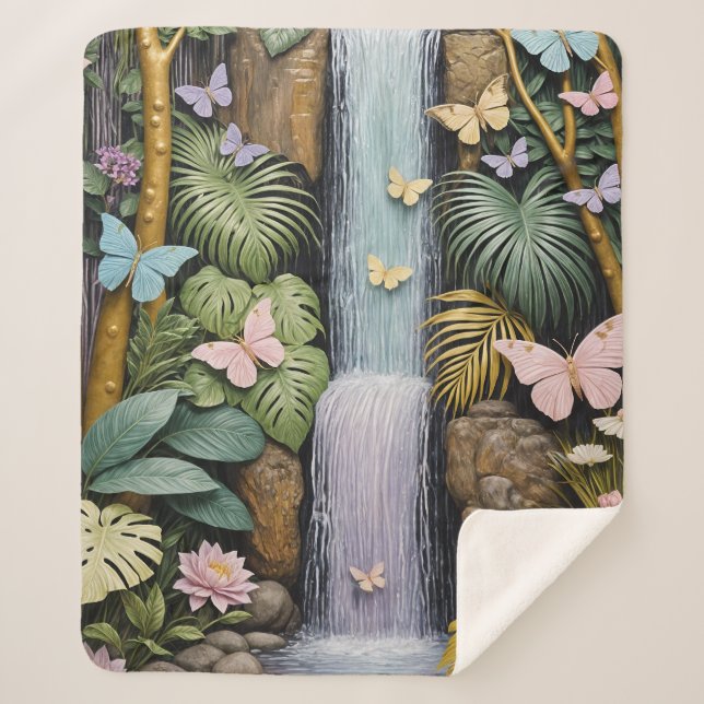 Cobertor Sherpa Enchanted Falls Oasis (Frente)