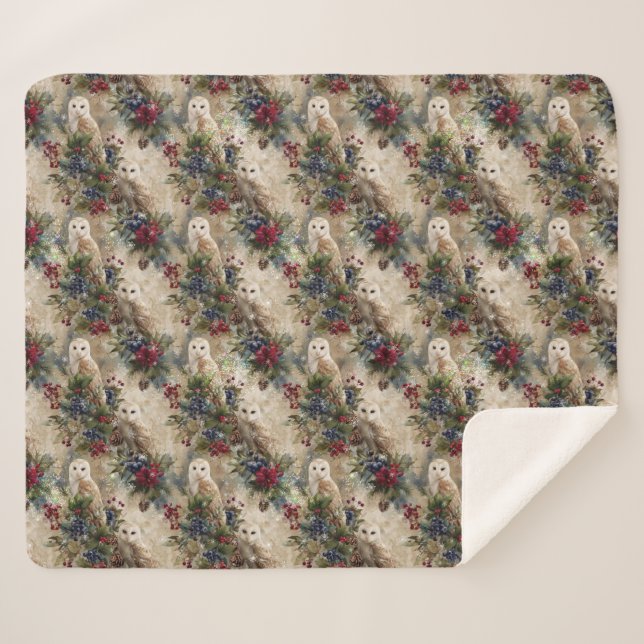 Cobertor Sherpa Enchanting Floral Owl (Frente (Horizontal))