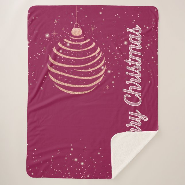 Cobertor Sherpa Enfeite de Natal Brilhante (Frente)