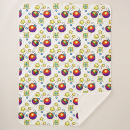 Cobertor Sherpa Enfeites de natal E Estrelas Impressão