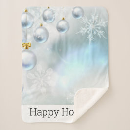 Cobertor Sherpa enfeites de natal e flocos de neve