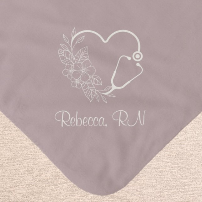 Cobertor Sherpa Enfermeiro Floral Personalizado Bonito (Cute floral stethoscope Personalized Custom name nurse doctor blanket gift feminine present cozy)