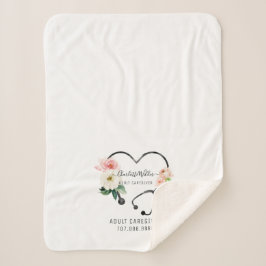 Cobertor Sherpa Enfermeiro Promocional Floral de Estetoscópio