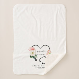 Cobertor Sherpa Enfermeiro Promocional Floral de Estetoscópio