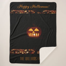 Cobertor Sherpa Engraçado Carvado Pumpkins Jack O'Lanterna Hallowe