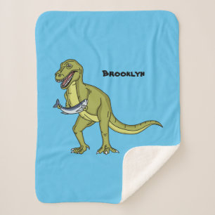 Cobertor Sherpa Engraçado ilustração do dinossauro T rex 