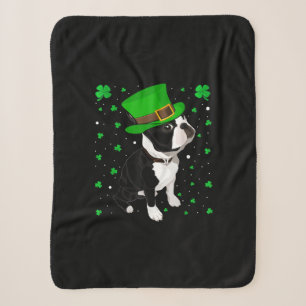 Cobertor Sherpa Engraçado Irlandês Leprechaun Que Boston Terrier