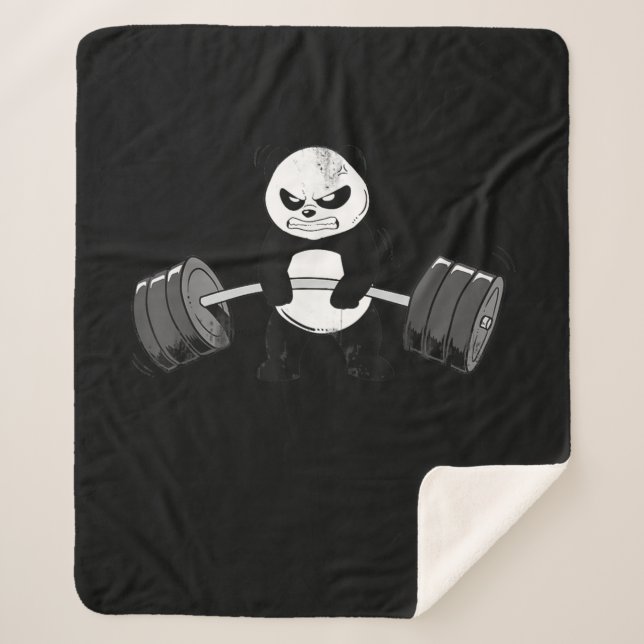 Cobertor Sherpa Engraçado Panda Workout Kitten Gym Deadlifpower (Frente)