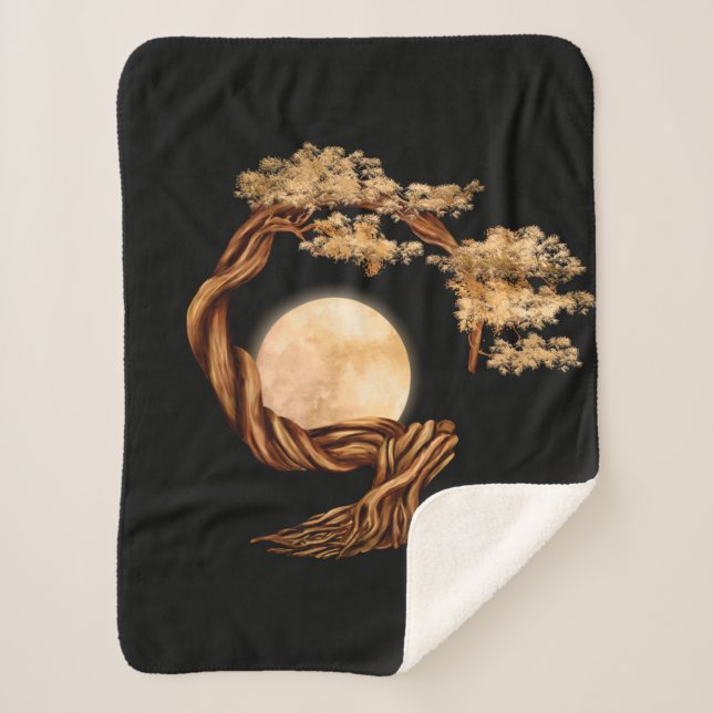 Cobertor Sherpa Enso Zen Circle Bonsai Tree (Frente)