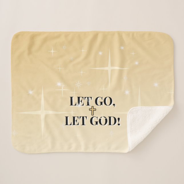 Cobertor Sherpa Envolto em Sua Luz Solte Deixe Deus (Frente (Horizontal))
