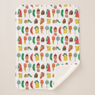 Cobertor Sherpa Eric Carle   Caterpillar e teste padrão da comida