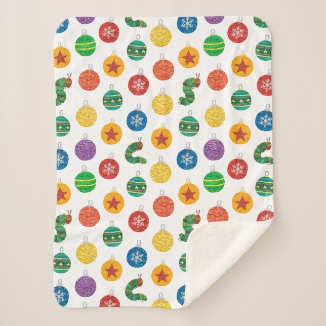 Cobertor Sherpa Eric Carle | Padrão de Natal da lagarta (Frente)