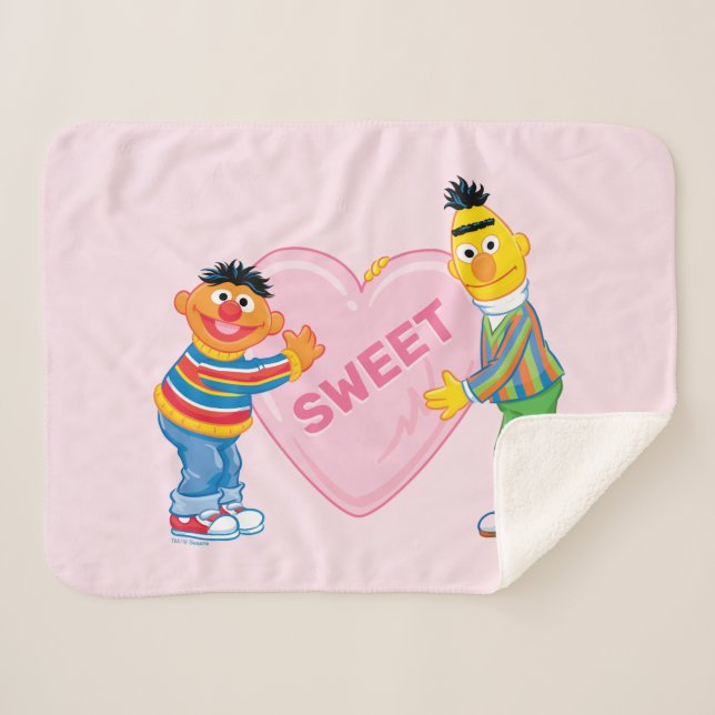 Cobertor Sherpa Ernie & Bert Big Namorados Heart (Frente (Horizontal))