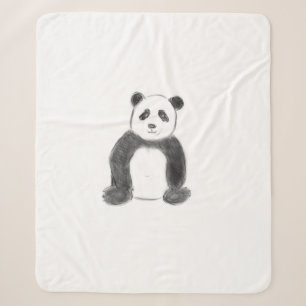 Cobertor Sherpa Esboço preto e branco do panda