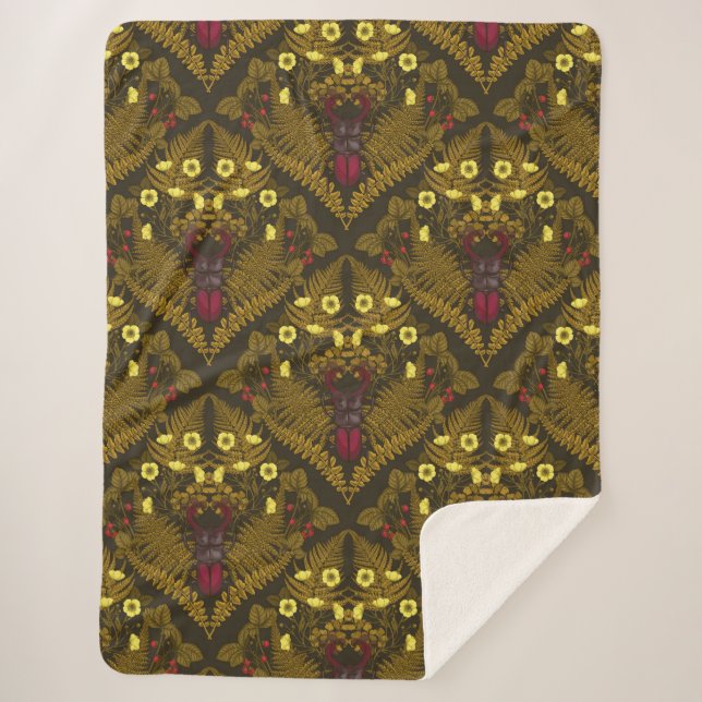 Cobertor Sherpa Escaravelho e samambaias (Frente)