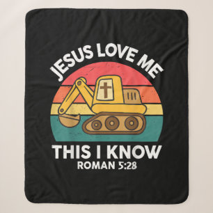 Cobertor Sherpa Escavadeira Cristã Jesus Me Ama Isso Eu Sei