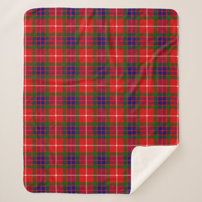 Cobertor Sherpa Escocês Clã Fraser da Xadrez Lovat Tartan (Frente)