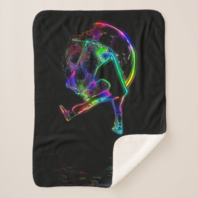 Cobertor Sherpa Escove a lua - Carimbo do Patinete (Frente)