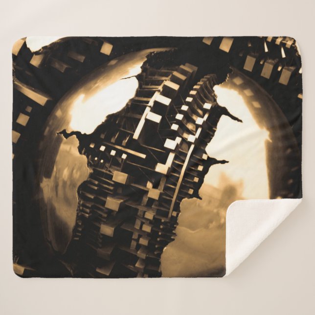 Cobertor Sherpa Escultura de Bronze Steampunk (Frente (Horizontal))