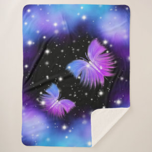 Cobertor Sherpa Espaço Fantasia Borboletas Cósmicas
