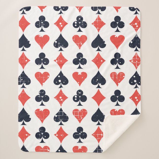 Cobertor Sherpa Espada, diamante, coração, padrão do clube (Frente)