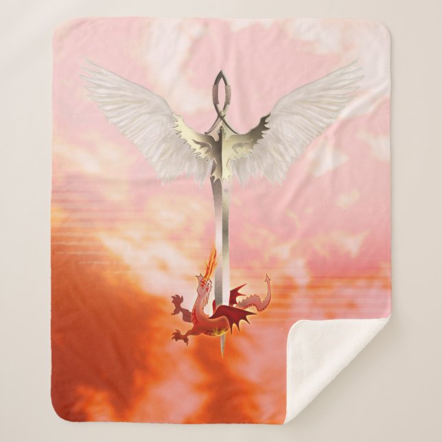 Cobertor Sherpa Espada Espiritual e Dragão (Frente)