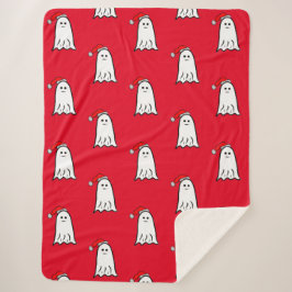 Cobertor Sherpa Espantalho Fantasma de Natal com Papai Noel