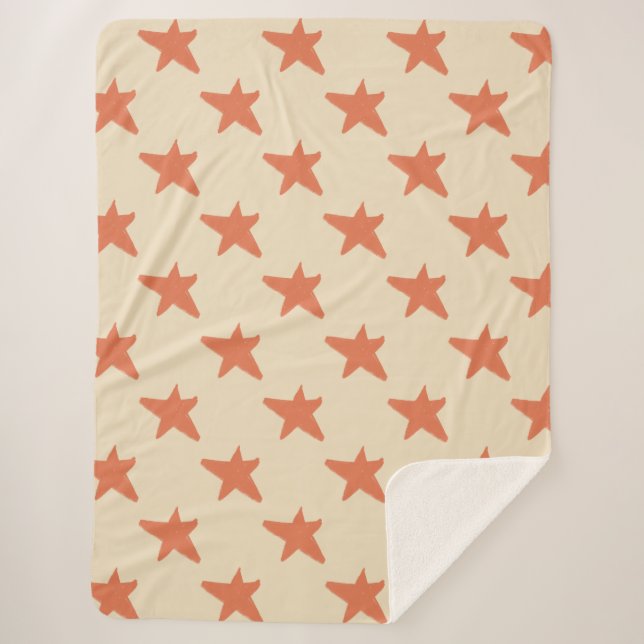 Cobertor Sherpa Espelho das estrelas laranja-brancas (Frente)