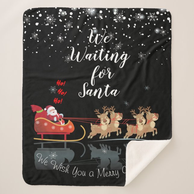 Cobertor Sherpa Esperamos por Papais noeis Ho! Ho! Ho! Feriado de  (Frente)