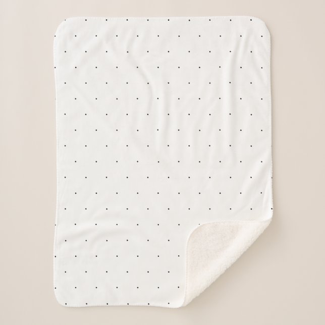 Cobertor Sherpa Espetáculo elegante de bolinhas brancas e brancas, (Frente)