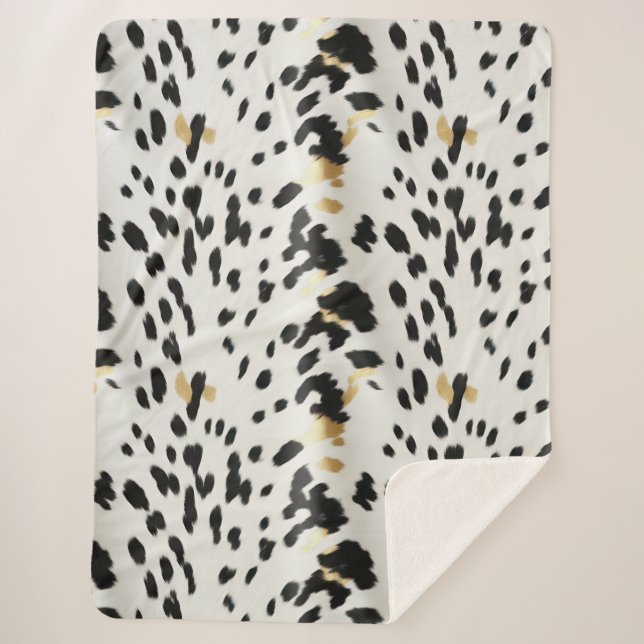 Cobertor Sherpa Espinho Dourado Negro Branco Ocidental (Frente)