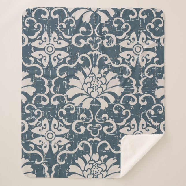 Cobertor Sherpa Espira botânica de fundo antiquada e sem costura v (Frente)