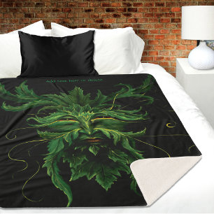 Cobertor Sherpa Espírito Florestal Místico do Greenman Folha Facia