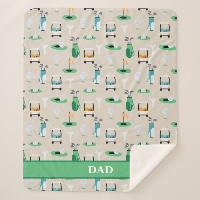 Cobertor Sherpa Esportes Personalizados Golfer Golfcart Golfing (Frente)