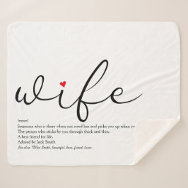 Cobertor Sherpa Esposa Amor Coração Elegante Roteiro Personalizado