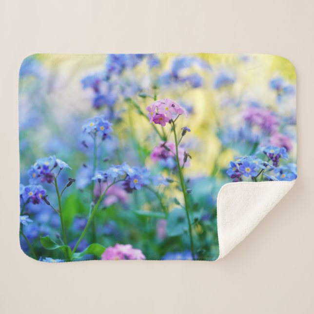 Cobertor Sherpa Esqueçam-me-não-flores (Frente (Horizontal))