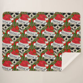 Cobertor Sherpa Esqueleto Legal Festivo AF Em Santa Hat