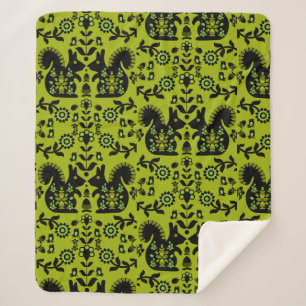 Cobertor Sherpa Esquilo Arte Foliar Nórdica Escandinava