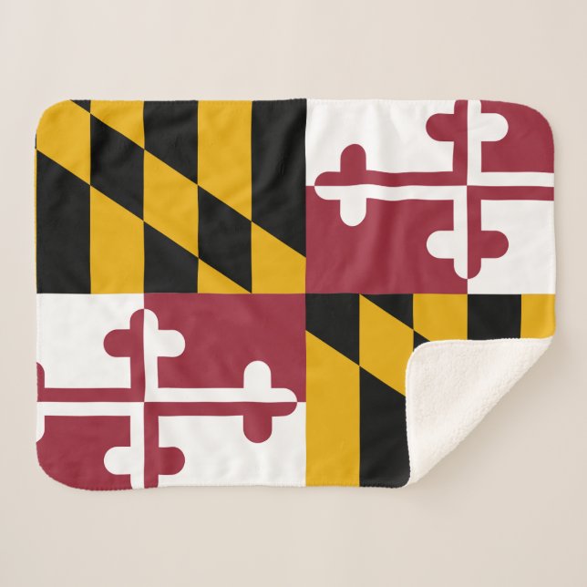 Cobertor Sherpa Estado de Maryland Impressão Patriótico (Frente (Horizontal))