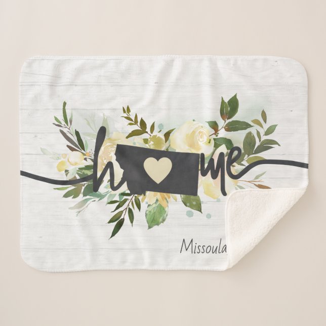 Cobertor Sherpa Estado de Montana personalizou sua rusticidade de  (Frente (Horizontal))