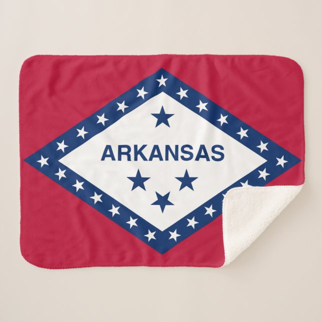 Cobertor Sherpa Estado do Arkansas Bandeira Impressão Patriótico (Frente (Horizontal))