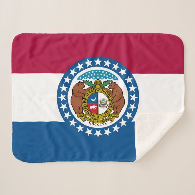 Cobertor Sherpa Estado do Missouri Flag Impressão Patriotic (Frente (Horizontal))