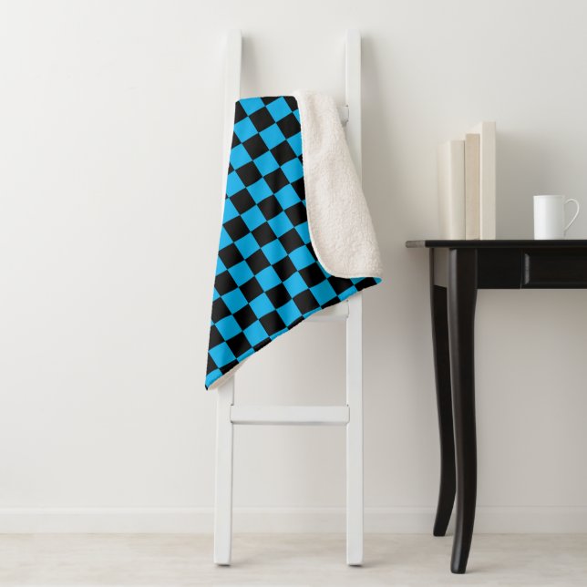 Cobertor Sherpa Estampa Xadrez Azul e Preto (In Situ)