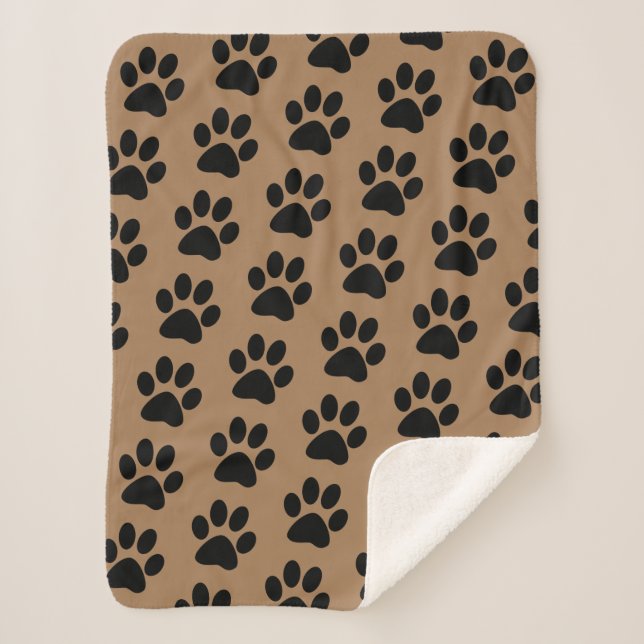 Cobertor Sherpa estampas pretas em castanho (Frente)