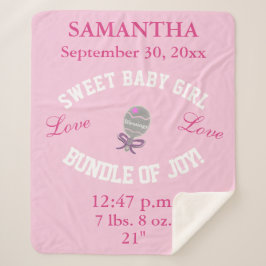 Cobertor Sherpa Estatísticas de Nascimento de Menina Rosa-rosa