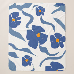 Cobertor Sherpa Estética Floral Moderna de Verão Costeira